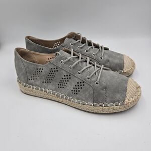 Journee Collection Women's Razili Espadrille Sneaker Gray Size 10 Faux Leather